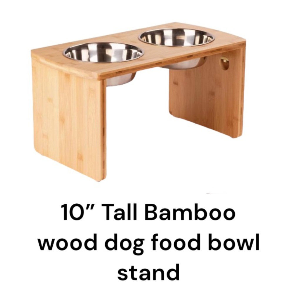 New Elevated Dog Bowls, Bamboo Raised Dog Bowl for Large Dogs & Medium Dogs - Picture 2 of 5
